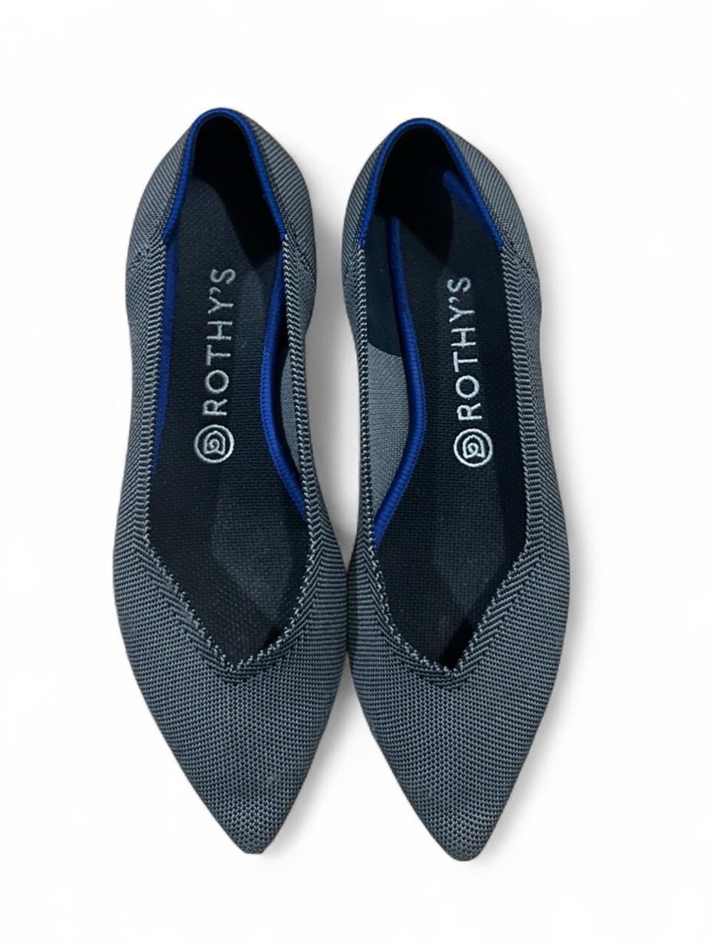 Rothy's The Point flats in a grey birdseye knit fabric Size 9.5 W